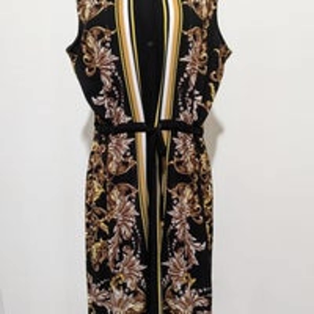 L large Jones New York button up tunic belted Dress couture style elegant